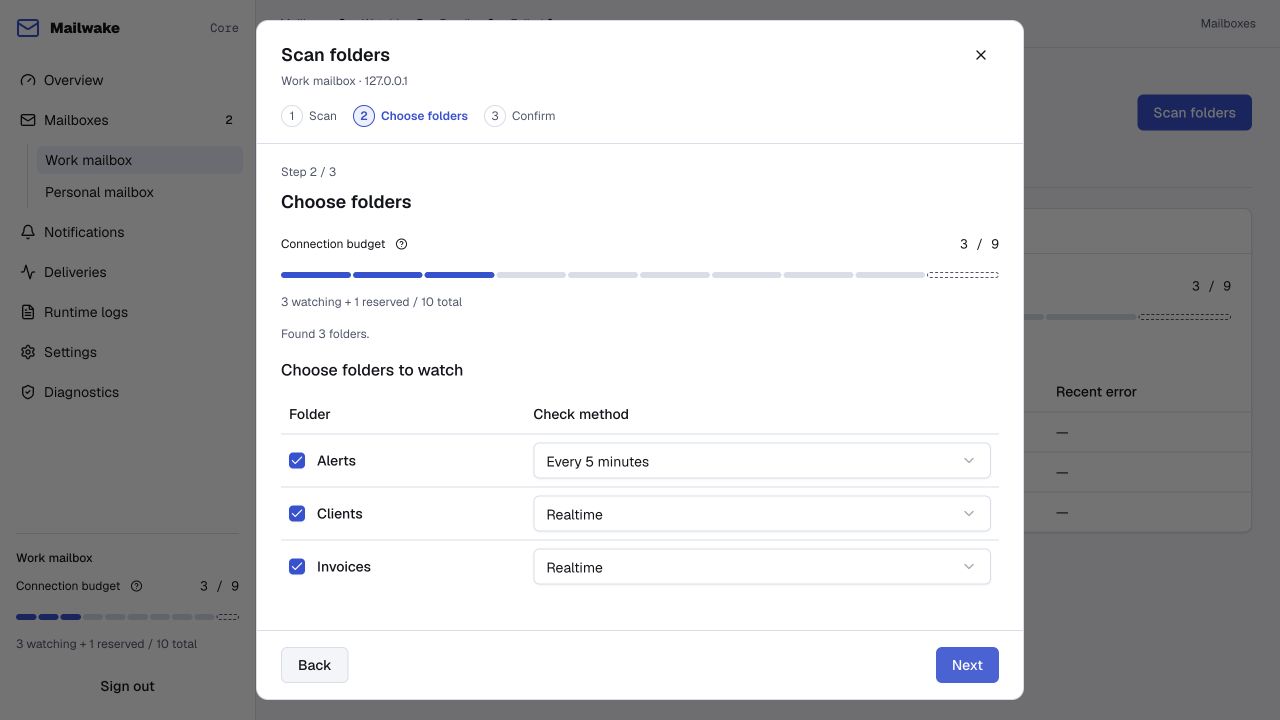 Choose folders and check methods